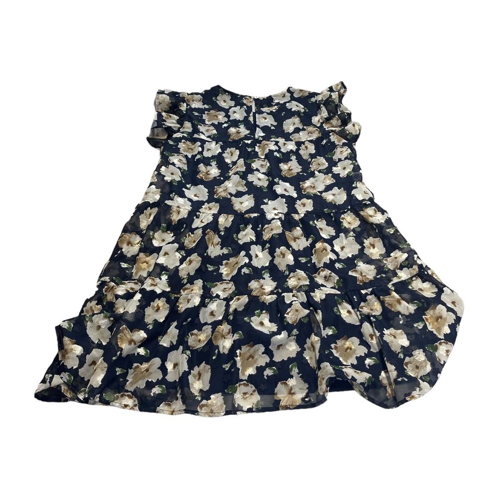 Pink Lily x Living My Best Style Tiered Dress Womens L Navy Floral Ruffle Sleeve - Picture 8 of 9